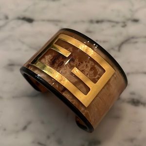 Fendi Resin Zucca Logo Cuff - Vintage 2003 Fashion Jewelry